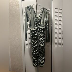 Baltic born green ruched midi dress
